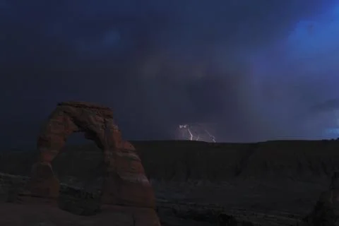 Arches lightning strike Stock Photos
