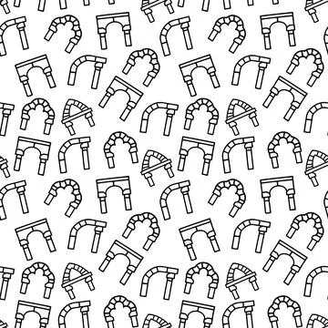 Arches line vector doodle simple seamless pattern 스톡 일러스트