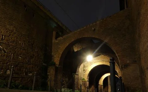 Arches at night in Rome Stock Photos