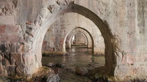 The arches of the old shipyard Stock Footage 256315239