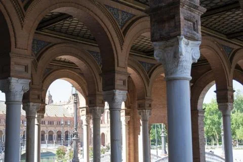 Arches at Spain square Stock Photos