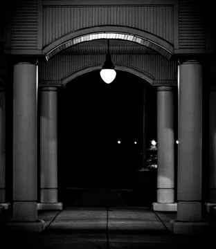Arches in under a clock tower in Middlefield, Ohio Stock Photos