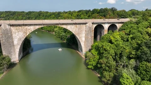 Arches of Veterans Memorial Bridge in Ro... Stock Video Pond5