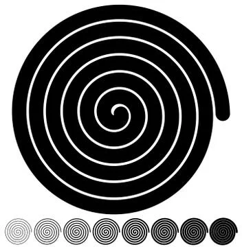Archimedean, arithmetic abstract spiral set on white Stock Illustration