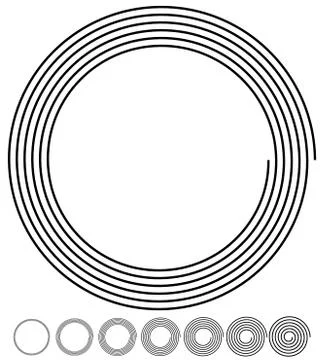 Archimedean, arithmetic abstract spiral set on white Stock Illustration