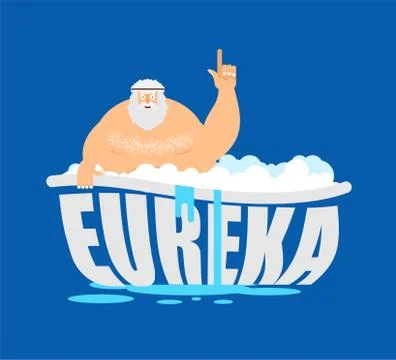 Archimedes in bath. Thumbs up eureka. ancient greek mathematician, physicist. 스톡 일러스트