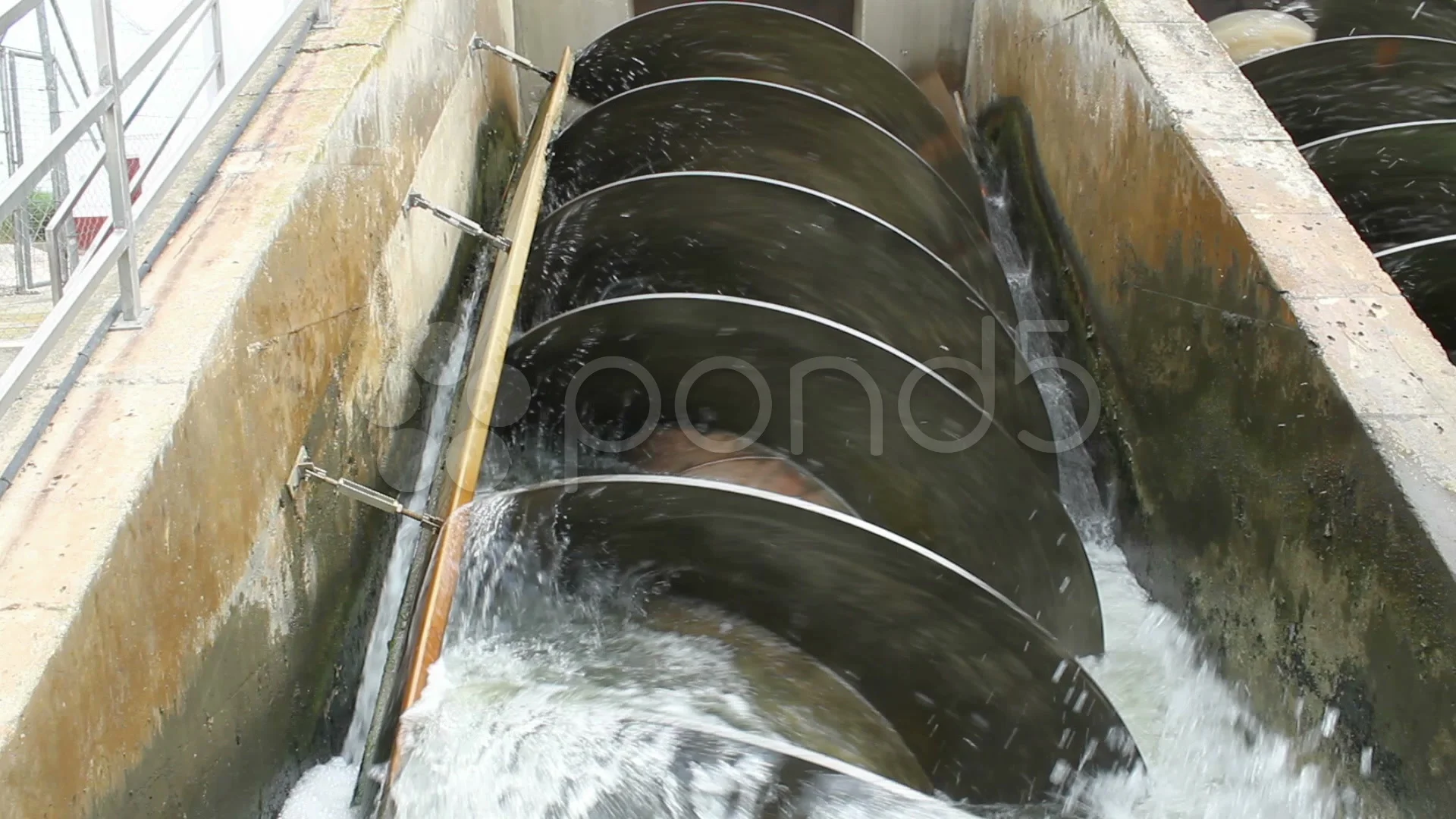 Archimedes screw pump. Helical water pum... | Stock Video | Pond5