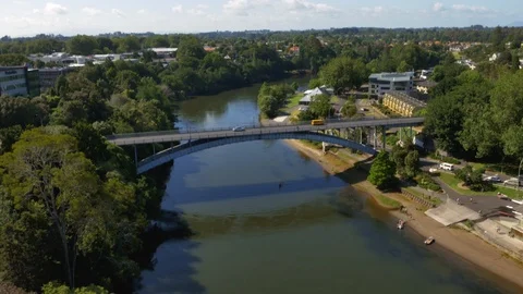 Arching Bridge in Hamilton (Drone) Stock Footage 86828796