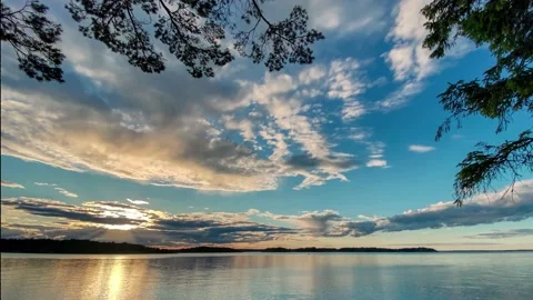 Archipelago Sunset HDR Slow Timelapse Stock Footage 135187787