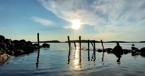 Archipelago Sunset - Slow Motion - Seamless Loop Stock Footage 134145082