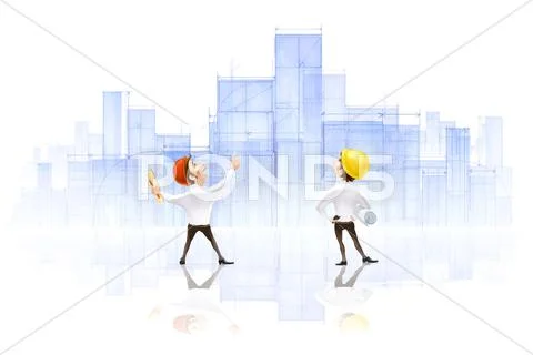 Architect and buildings Stock Illustration