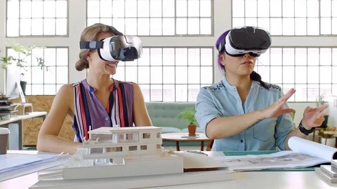 Architect and client with virtual reality glasses Video stock 71632691