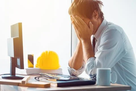 Architect and construction engineer having problems at work Stock Photos