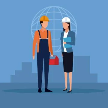 Architect and construction teamwork Stock Illustration