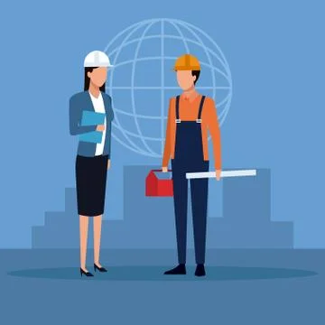 Architect and construction teamwork Stock Illustration