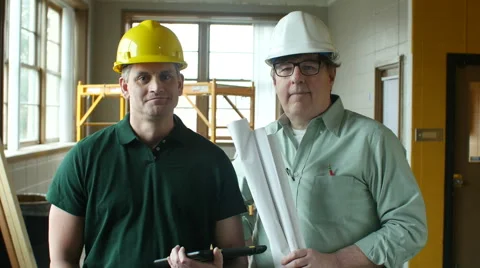 Architect and Contractor, Portrait looking happy Stock Footage 49087774