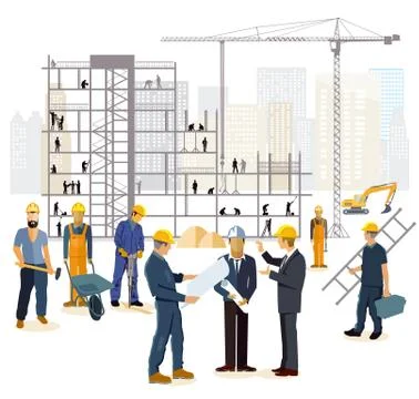 Architect and engineer on the construction site Stock Illustration