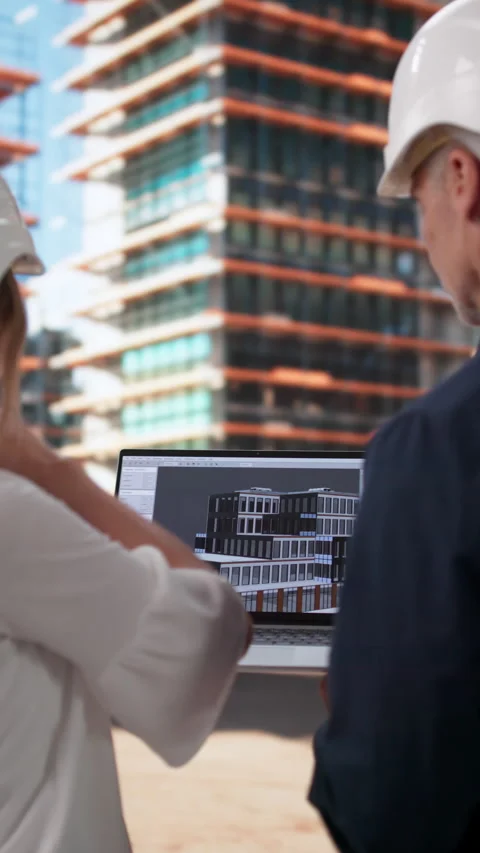 Architect And Engineer Review 3D BIM Model Details Together Stock Footage 337226471