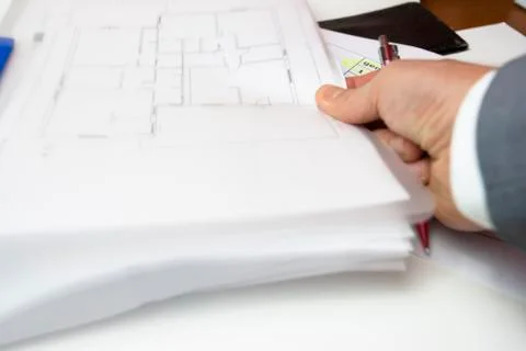 Architect and his project Foto stock