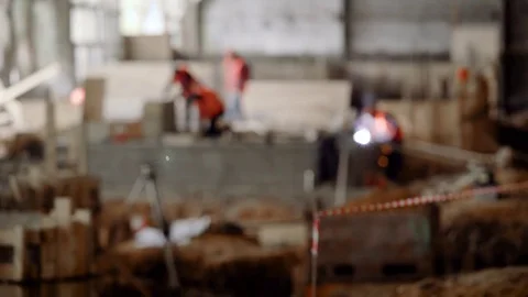 Architect and worker at the construction site. Construction of an industrial Stock Footage 76643907