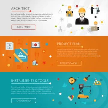 Architect banner set Stock Illustration