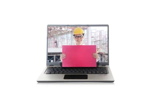 Architect with blank banner Stock Illustration