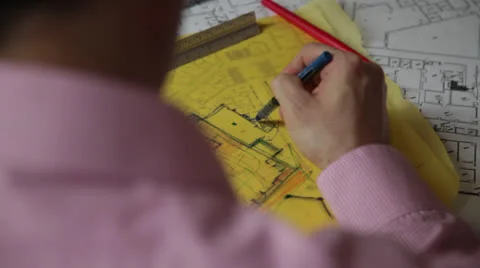 Architect With Bluepints Stock Footage 25039341
