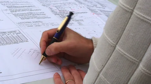 Architect on Blueprint HD Stock Footage 40716611