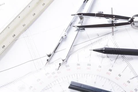 Architect blueprints equipment objects workplace Photos