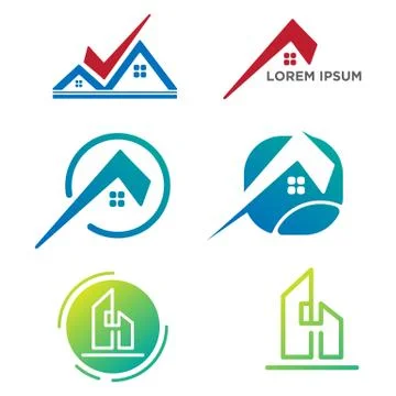 Architect, build, creative logo set template vector isolated elements Stock Illustration