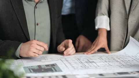 Architect building construction corporate team meeting colleagues discuss Stock Footage 233277694