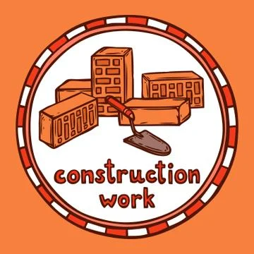 Architect building construction sketch Stock Illustration