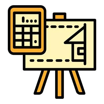 Architect calculator board icon, outline style Stock Illustration