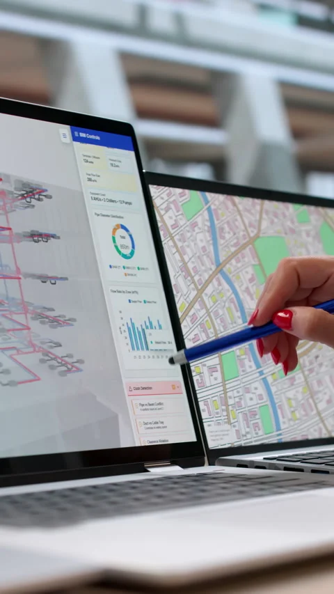 Architect Carefully Reviews 3D Design On Laptop Stock Footage 343881012