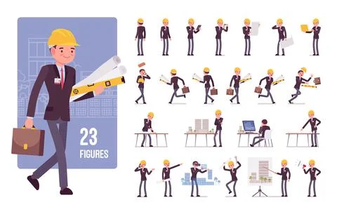 Architect character set Stock Illustration