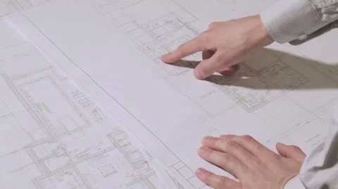 The architect checks building on the drawing Stock Footage 61047695