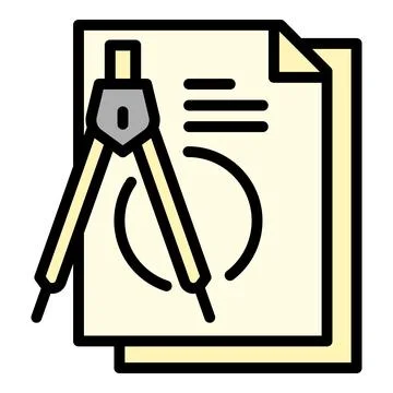 Architect compass paper icon, outline style 스톡 일러스트
