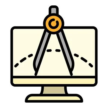 Architect computer compass icon, outline style Illustrazione stock
