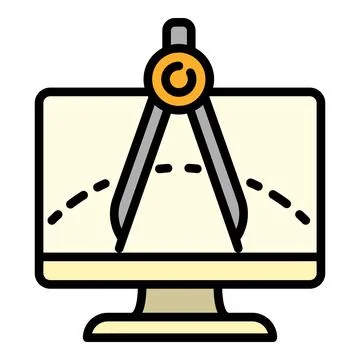 Architect computer compass icon, outline style Stock Illustration