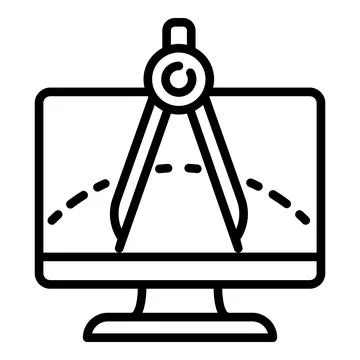Architect computer compass icon, outline style Illustrazione stock