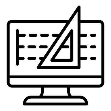 Architect computer drawing icon, outline style Stock Illustration