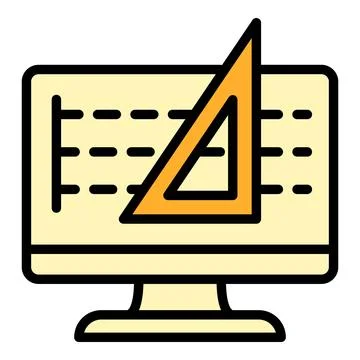 Architect computer drawing icon, outline style Stock Illustration