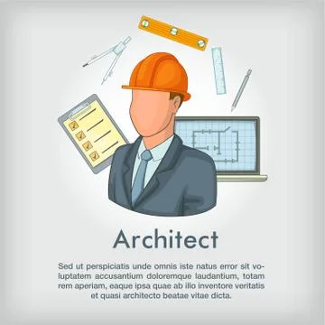Architect concept tools, cartoon style Illustrazione stock