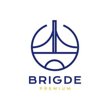Architect construction bridge lake river circle modern minimalist logo desi.. Stock Illustration