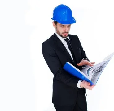 Architect consulting a binder of notes Stock Photos