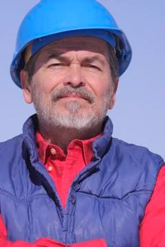 Architect, Contractor with Hard Hat Foto stock