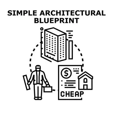 Architect creating building blueprint for affordable construction Illustrazione stock