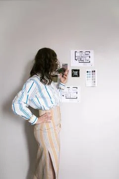 Architect designer makes a drawing Stock Photos
