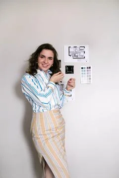 Architect designer makes a drawing Stock Photos