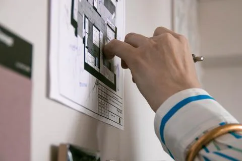 Architect designer makes a drawing Stock Photos